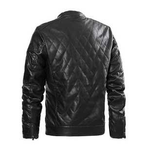 Blouson d'hiver en cuir Pu à col montant, blouson personnalisé pour homme, à la mode, vente en gros - Product Image 2