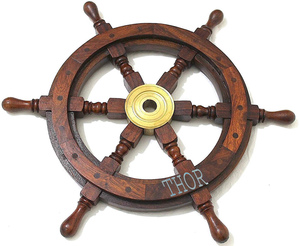 Ruedas de barco de madera de pirata hechas a mano, rueda decorativa, barco marítimo, 12 pulgadas, decoración del hogar - Product Image 5