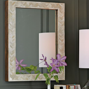 Bone Inlay rectangular mirror (Dark <b>grey</b>) - Product Image 1