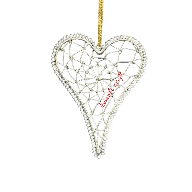 Wholesale heart shape wire art Christmas ornaments metal decor christmas decorations