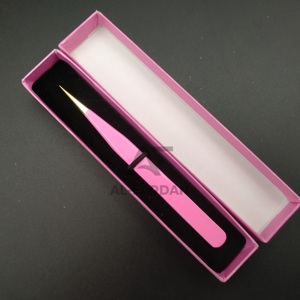 แหนบต่อขนตาปลอมปลายตรงปลายแหลมสีชมพูปลายแหลมทำจากสเตนเลสสตีลใช้อย่างยั่งยืน - Product Image 5