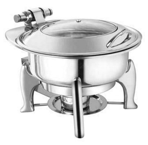 Stainless Steel Chafing Dish Circular Silver Buffet <b>Warming</b> Equipment Manual Temperature Control Electric Heating - Product Image 1