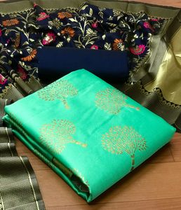 Trading Banarasi Silk Tree Pattern Sutits et Hevy Silk Bottam avec Jacquard Flower Design Duptta par Royal Export - Product Image 4