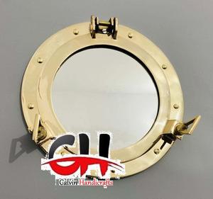 Ojo de Buey Náutico Antiguo de Latón de 17 Pulgadas, Decoración Náutica para Barco, Hogar, Marco de Vidrio, Espejo de Ojo de Buey de Latón Náutico CHMP06 - Product Image 6