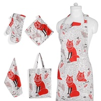Ensemble de cuisine certifié en 100% coton biologique, porte-Pot, mitaines et serviettes, lot de 6 pièces