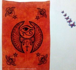 โปสเตอร์ผ้าม่านขนาดเล็กผ้าปูโต๊ะผ้าฝ้ายดวงตาของฮอรัสฮิปปี้แขวนผนังโยนหลายสีที่สวยงามโดยผู้ส่งสินค้าชาวอินเดีย - Product Image 5