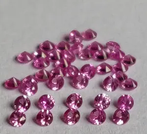 Doğal sadece ısıtmalı pembe safir 1mm-3mm yuvarlak parlak Faceted cut mükemmel kalite