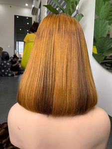<b>Bob</b> <b>Wig</b> Vietnamese 100% Virgin Remy Human Hair for Lace Transparent Extension Straight High Density Customize Colors - Product Image 2
