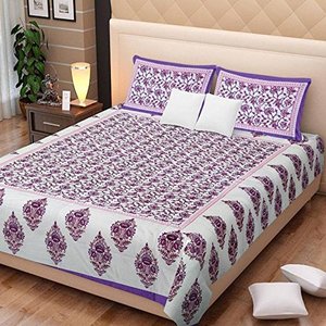 Draps de lit King Size faits à la main Sanganeri, literie florale mandala, coton décoratif doux, décoration intérieure, imprimé Jaipur par des consignateurs indiens - Product Image 4