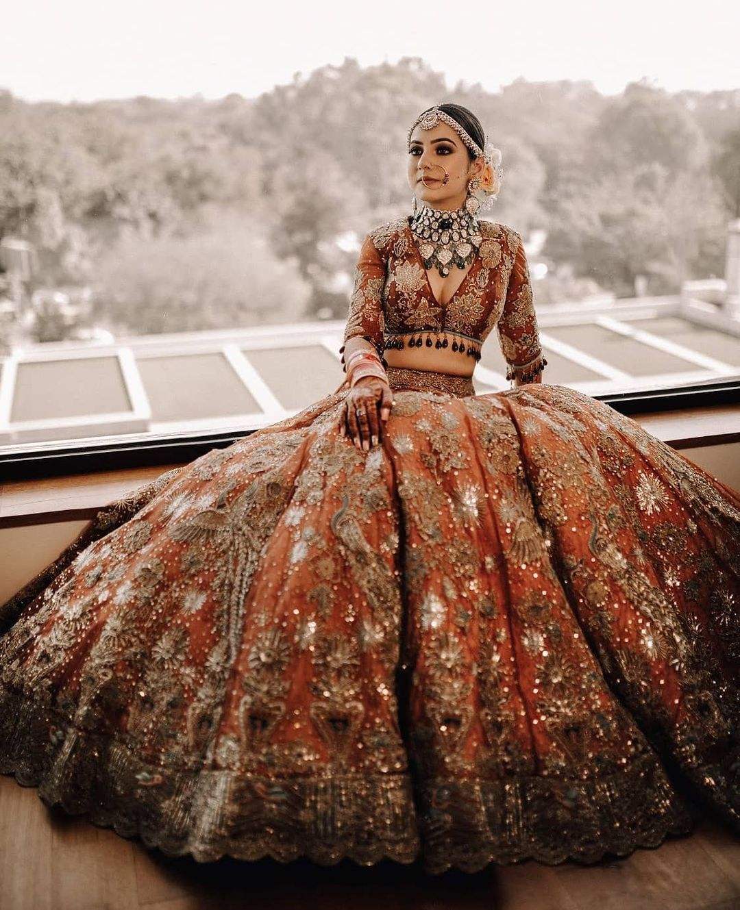 Muslim Bridal Gown Wedding Dress with Hijab Lehenga