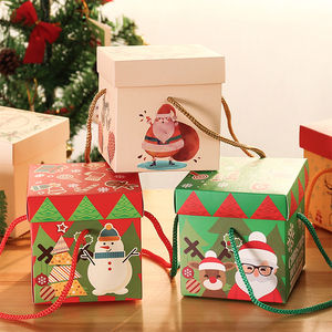 Custom <strong>Christmas</strong> Theme <strong>Eve</strong> Gift Candy Folding Paper Basket <strong>Box</strong> With Handle - Product Image 4
