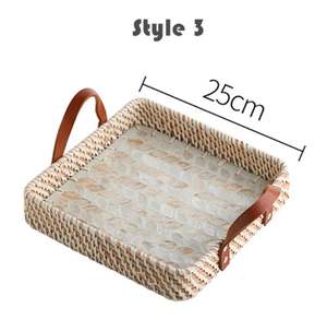 Bandeja de ratán marrón oscuro con acabado tejido Bandeja para servir comida elegante y elegante Perfecta para la decoración Eid y la decoración del hogar - Product Image 5