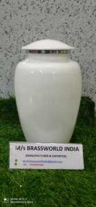 Urna de cremación de latón blanco perla moderna de alta calidad de BRASSWORLD INDIA Top Funeral Supplies Metal Craft - Product Image 3