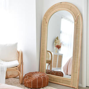 Marco de espejo de arco de mimbre Vintage hecho a mano, decoración del hogar, cuerpo de cuerpo entero, pared decorativa, dormitorio, SISU/ - Product Image 2