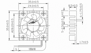 ADDA — refroidisseur avec puce DC, AP3508 35x35x08mm - Product Image 2