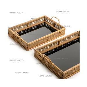 Bandeja de madera para servir con asas de cuerda Juego de 2 Bandejas para servir té y café de diferentes tamaños a un precio asequible - Product Image 6