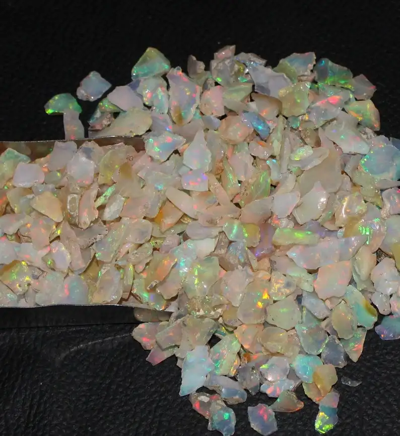 Ethiopian Opal Chip Batu Permata 5-12Mm Opal Nugget Yg Belum Diasah Membuat Perhiasan Batu Permata Welo Multi Api Batu Kasar Ethiopian Opal