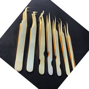 Pince à épiler d'extension de cils en acier inoxydable durable plaqué or 24K pointe pointue de haute qualité avec marque privée personnalisée - Product Image 5