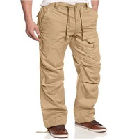 Pantalones Cargo de Lona para Hombre, Talla Grande, 2020, con Múltiples Bolsillos, Corte Recto, Estilo Casual Urbano, Impermeables, con Frente Plano