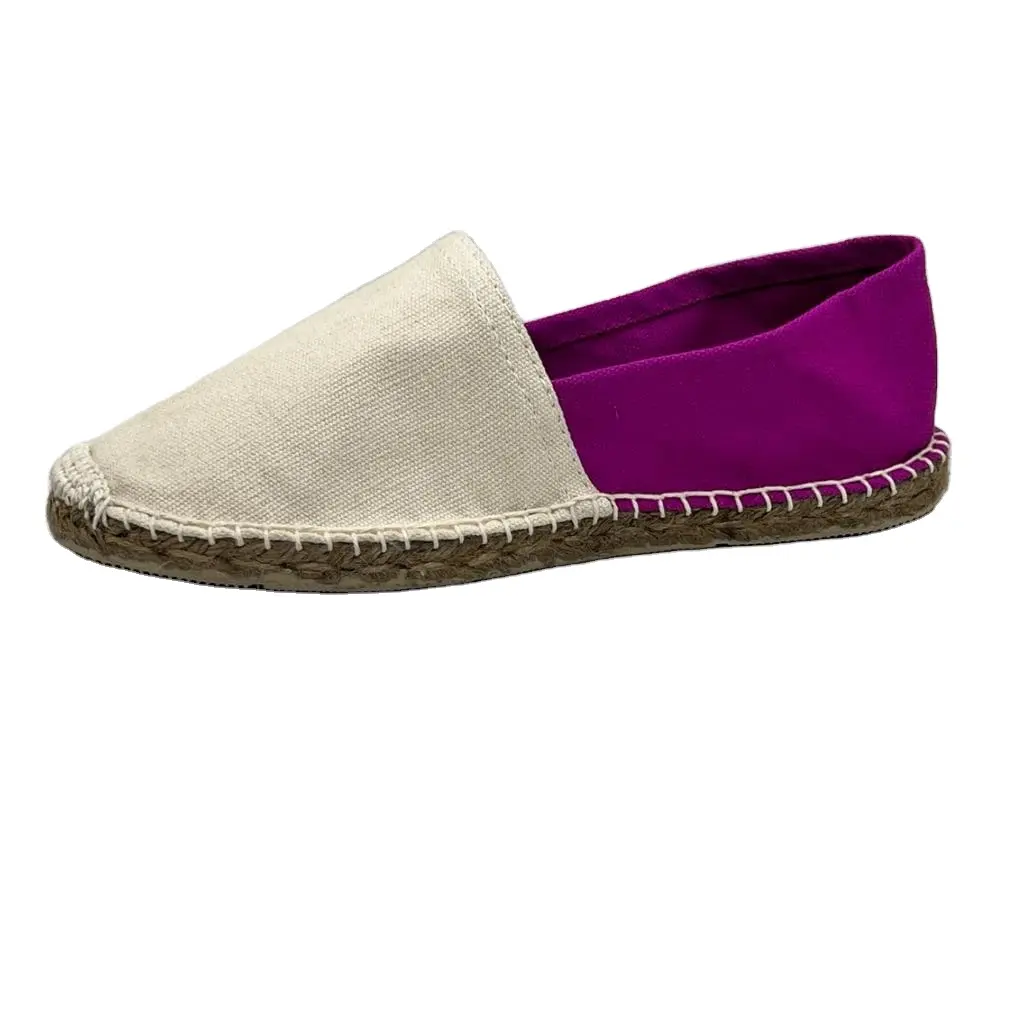 Espadrilles 2 Tone Solid Color Flat Superlative Quality Fashion Trend Best-Selling Espadrille Canvas Shoes in whole Sale Price