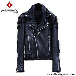 เสื้อแจ็กเก็ตแบรนโด้ขี่รถจักรยานยนต์สำหรับทุกเพศเสื้อผ้าหนังแต่งสีและขนาดได้ตามต้องการ - Product Image 6