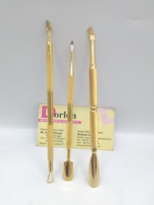 Gold Plated Cuticle Pusher Double Ended Stainless Steel Spoon <b>Nail</b> Skin <b>Cleaner</b> Manicure Pedicure Tools - Product Image 6