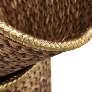 Set of 2 Gold <b>Wicker</b> Water Hyacinth <b>Basket</b> Eco-Friendly Storage for <b>Laundry</b> Kids or Toys - Product Image 3