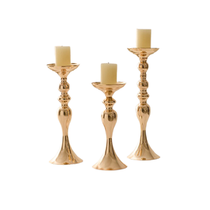 Lot de 3 bougeoirs en laiton couleur or Bougeoir de taille personnalisée de qualité exclusive pour accessoires de décoration intérieure - Product Image 3