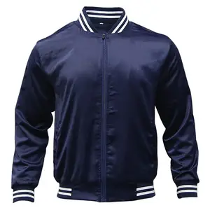 Chaquetas de satén personalizadas para equipo universitario, chaqueta de béisbol 100% de poliéster satinada, Cazadora bomber de satén - Product Image 1
