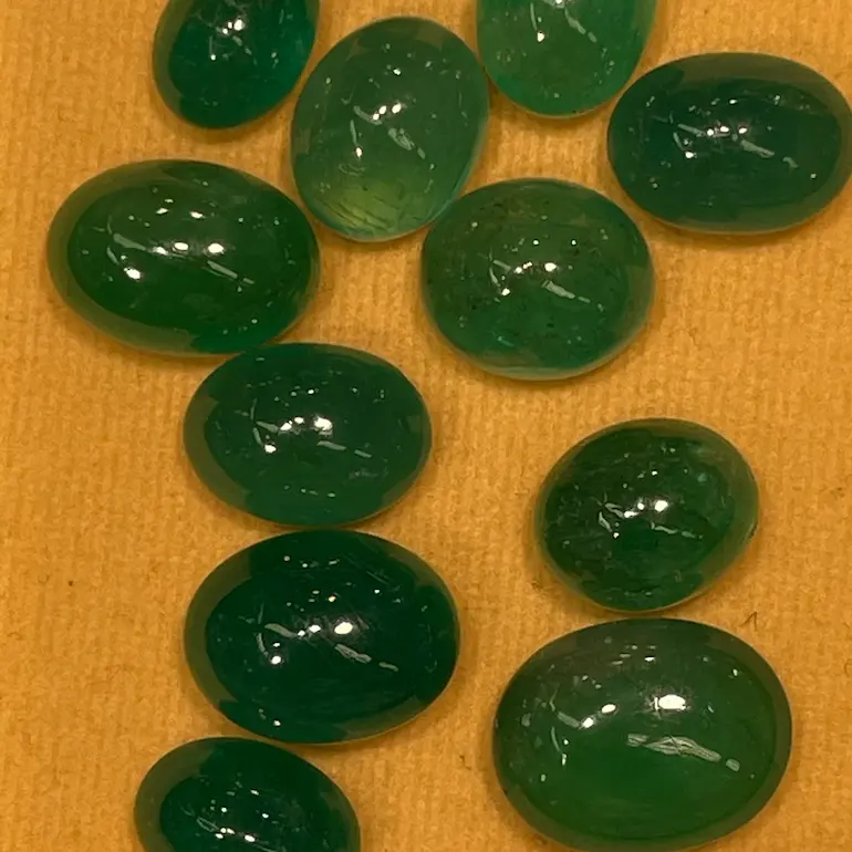 Zambian Emerald Cabochon Dark/Deep Green Color By Real Gems