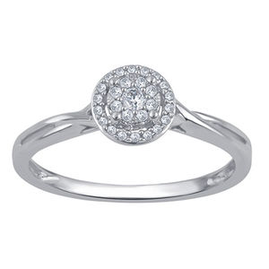 Anillo de oro blanco macizo de 10 quilates con diamantes naturales en forma de círculo 0,35 CTTW GH SI | Anillo de Boda de Diamantes con Halo Redondo para Mujer, Joyería Fina - Product Image 1