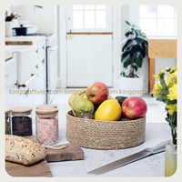 Panier de rangement multifonctionnel en jonc de mer et rotin, écologique, sur mesure, en stock, nouvelle promotion, couture en zigzag, service Vietnamien