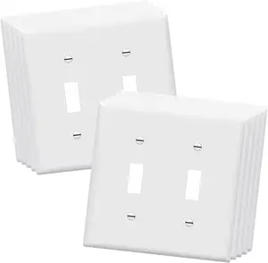 Toggle Light Switch Plastic Wall Plate 2-Gang electrical decorative Unbreakable Polycarbonate outlet Cover 8812-W White