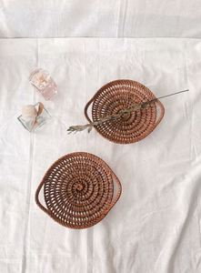 Bandeja de servicio de ratán de nuevo diseño, forma ovalada de ratán tejido de alta calidad con asa, perfecta para una Decoración de cocina elegante - Product Image 3