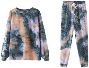 Femmes Vente de gros Survêtement Tie Dye personnalisé Fitness Yoga Gym Sports Jogging Survêtement Ensemble de vêtements de sport - Product Image 4