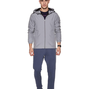 Chaquetas cortavientos con cierre de cremallera gris para hombre al por mayor, manga larga, bolsillos delanteros, algodón, informal, transpirable, a prueba de viento, personalizado - Product Image 6