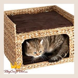 Vietnamien maison de chat en jacinthe d'eau naturelle, lit de chat fermé Cool, maison de chien, herbe de mer, lit pour animaux de compagnie - Product Image 4
