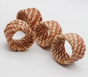 Juego de servilletero contemporáneo ecológico de ratán Natural hecho a mano, 4 rayas de Color Natural, ajuste de mesa personalizado para fiesta - Product Image 2