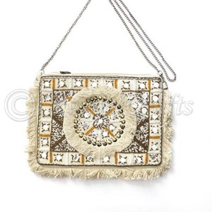 Pochettes en dentelle décontractées style boho pour femmes, bijoux élégants, faits à la main avec miroir, perles de travail, avec chaîne, sac à main - Product Image 2