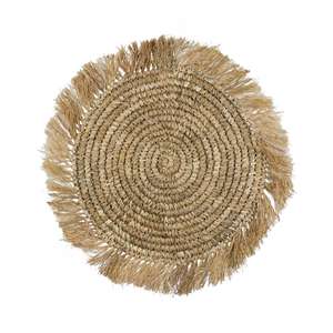 Handcrafted Beige <b>Seagrass</b> Woven <b>Placemats</b> Rustic Elegant Home Decor with Fringe Mats & Pads - Product Image 5