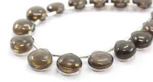 Increíble calidad hermosa 15 piezas Natural cuarzo ahumado piedra preciosa suave Briolette cuentas en forma de corazón al por mayor - Product Image 5