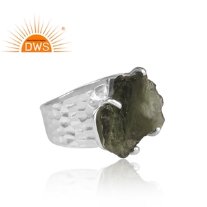 Handmade Design 925 Fine Sterling Silver Natural Rough <b>Moldavite</b> Gemstone Stackable <b>Ring</b> Jewelry For Women Gift For Her - Product Image 3