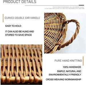 Bandeja de servicio de ratán Premium con asas de gran tamaño, perfecta para vajilla y utensilios de cocina para restaurantes - Product Image 2