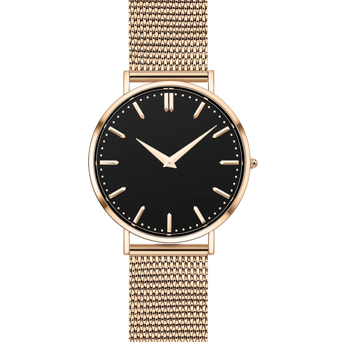 Classic Design Zwart Dial Lady Quartz Horloge Met Rose Gold Case En Band