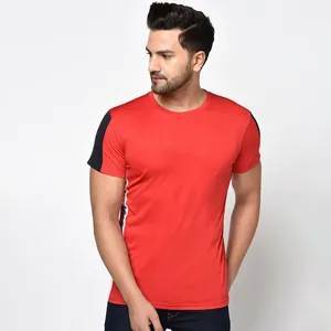 Toptan özelleştirilmiş koşu spor giyim sıkıştırma spor erkek kas spor giyim O boyun T shirt