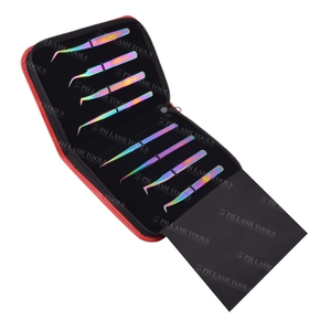 <b>Red</b> Zipper Case Elastic Holding For 8 Tweezers Private Label, Beautiful Elegant Rexine <b>Purse</b>/Case For Your Tweezer Private Label - Product Image 2