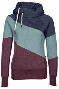 Sweat-shirt à capuche décontracté pour femme, style patchwork, en molleton chaud et coton, vêtement féminin OEM - Product Image 6