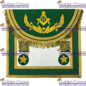 Badges brodés en cuir faits à la main du Rite Écossais Maître Maçon - Broche de sécurité verte Vinework |   Style classique 3D personnalisable - Product Image 2