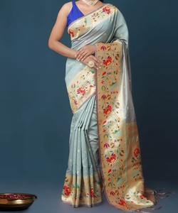 Banarasi Silk Sarees Party Wear Wedding Indian Apparelgarment - Product Image 5