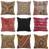 Coussin de houppon tissé à la main, taie d'oreiller turque orientale,